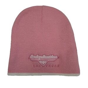 Harley-Davidson Cafe Las Vegas Beanie Pink Knit Hat KC Caps Y2K Official